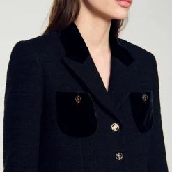 Ensembles|Blousons & Vestes*SANDRO Veste Courte En Tweed Velours Noir