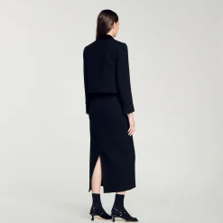 Ensembles|Blousons & Vestes*SANDRO Veste Courte En Tweed Velours Noir