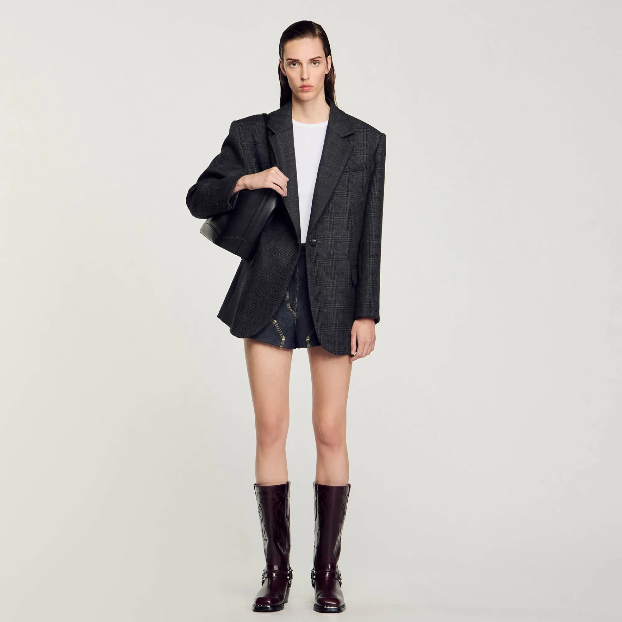 Ensembles|Blousons & Vestes*SANDRO Veste De Costume à Carreaux Gris Foncé