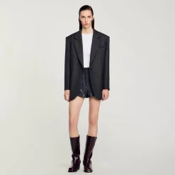 Ensembles|Blousons & Vestes*SANDRO Veste De Costume à Carreaux Gris Foncé