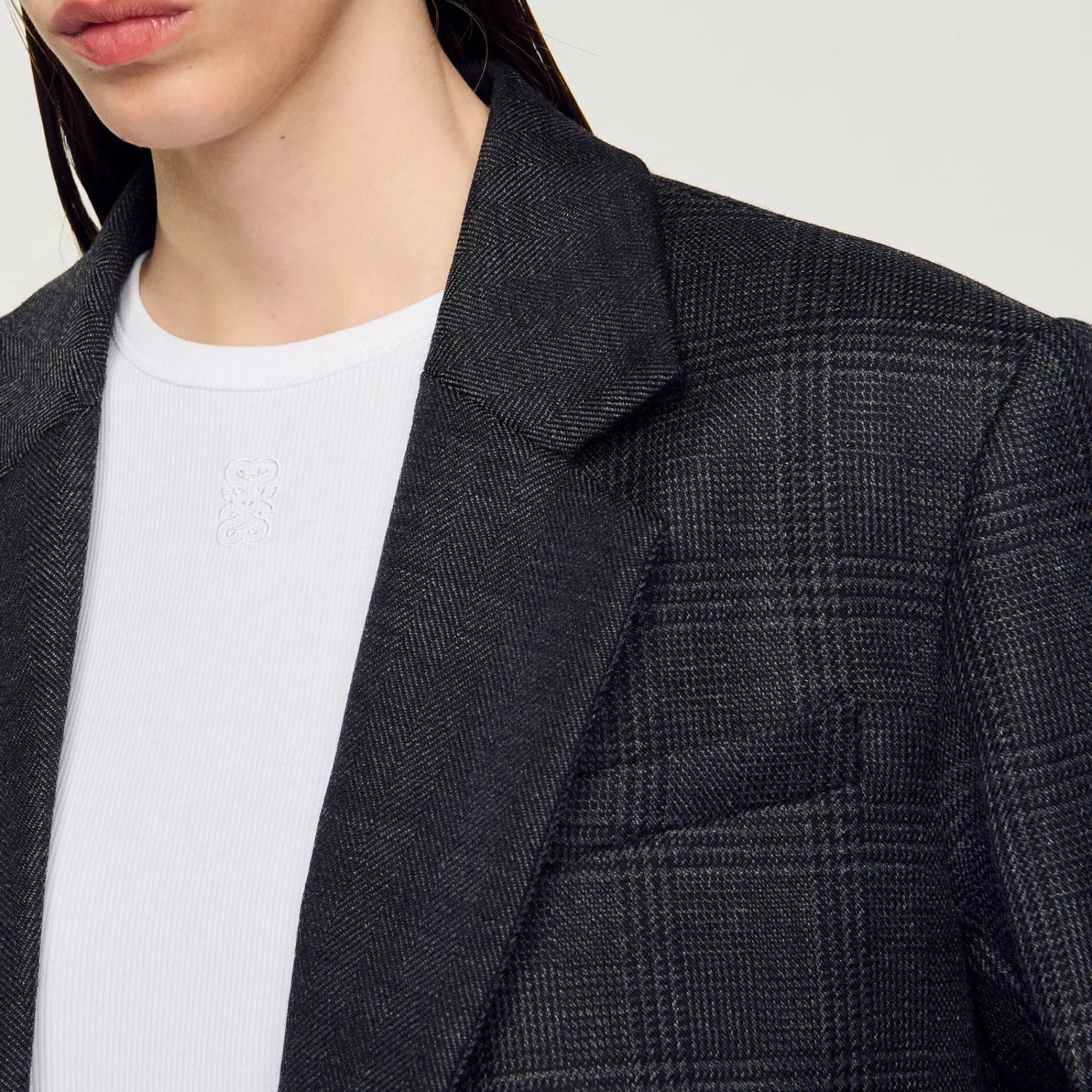 Ensembles|Blousons & Vestes*SANDRO Veste De Costume à Carreaux Gris Foncé