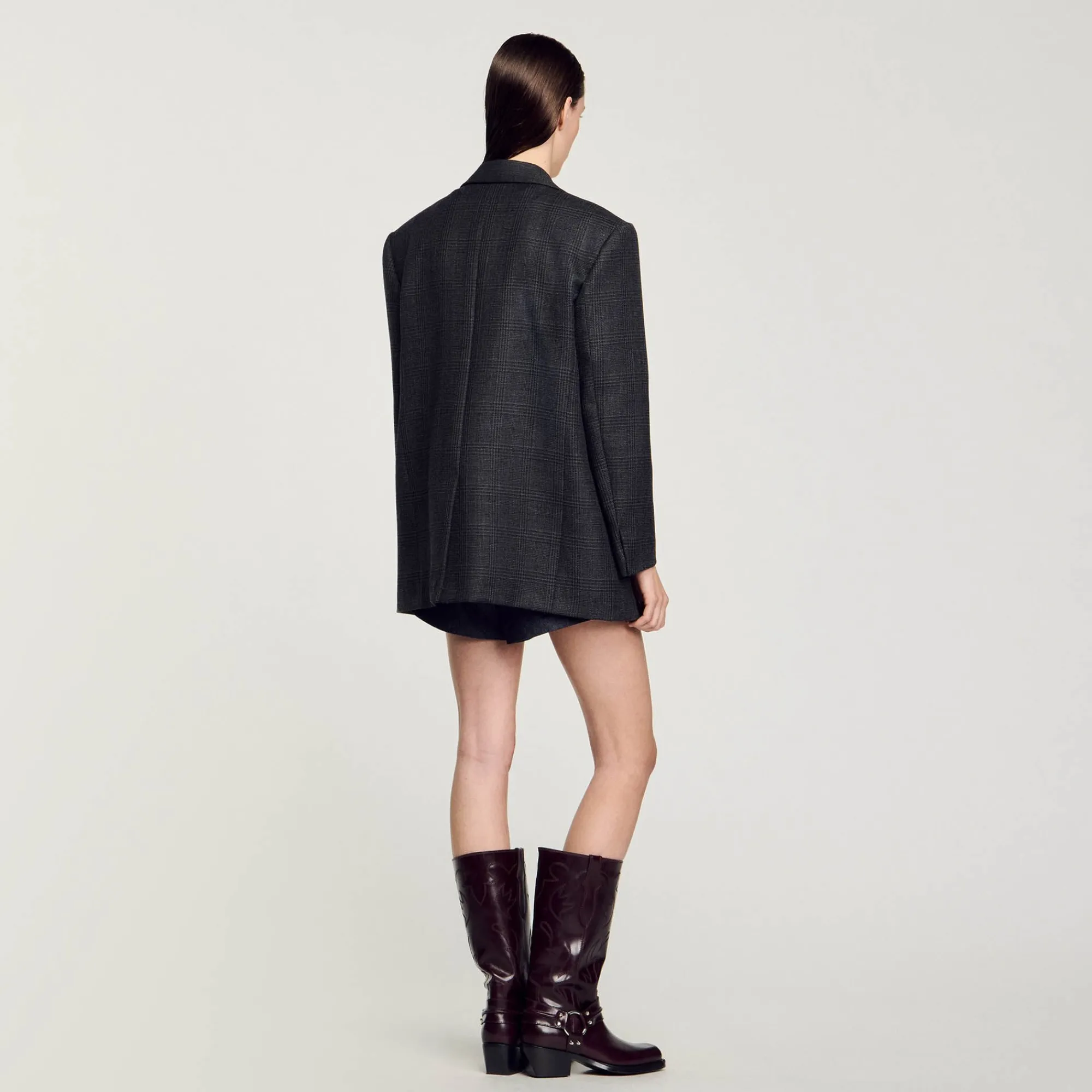 Ensembles|Blousons & Vestes*SANDRO Veste De Costume à Carreaux Gris Foncé