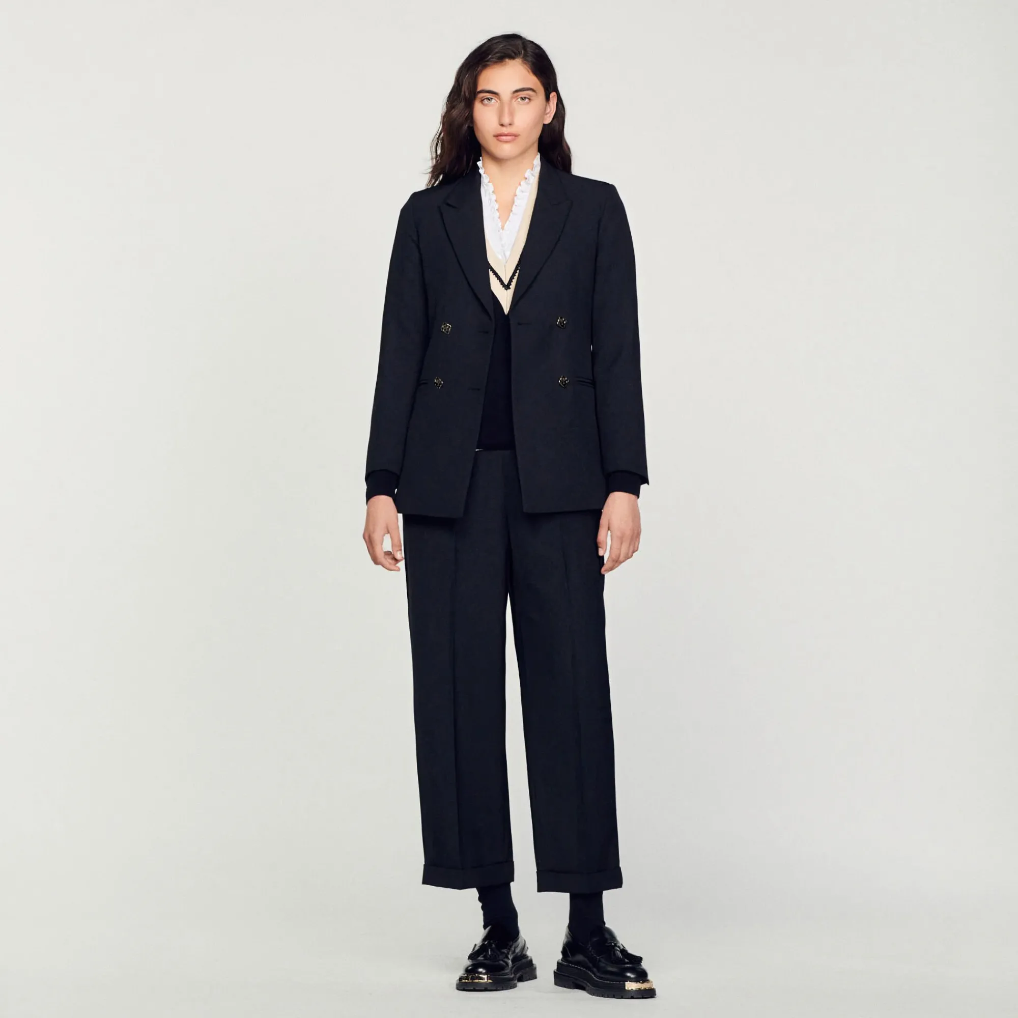 Manteaux|Costumes*SANDRO Veste De Costume à Double Boutonnage Noir