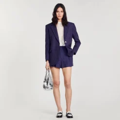 Ensembles|Blousons & Vestes*SANDRO Veste De Costume à Rayures Bleu marine