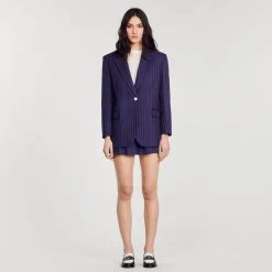 Ensembles|Blousons & Vestes*SANDRO Veste De Costume à Rayures Bleu marine