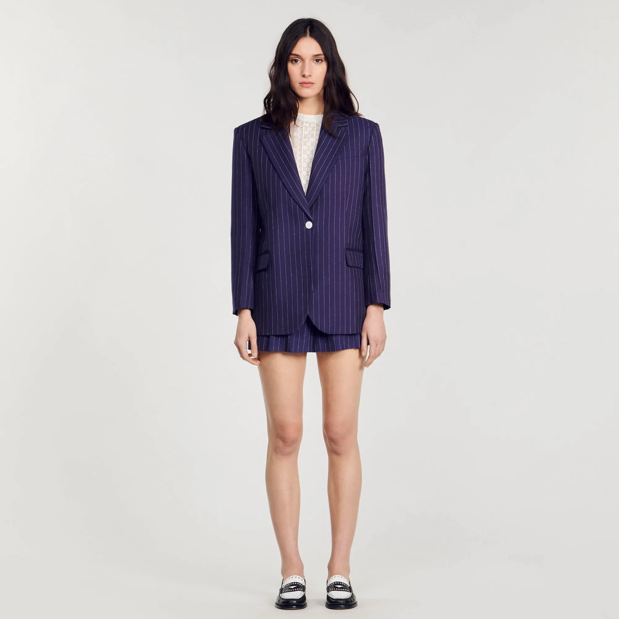 Ensembles|Blousons & Vestes*SANDRO Veste De Costume à Rayures Bleu marine