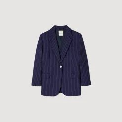 Ensembles|Blousons & Vestes*SANDRO Veste De Costume à Rayures Bleu marine