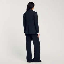 Costumes|Blousons & Vestes*SANDRO Veste De Costume à Rayures Noir