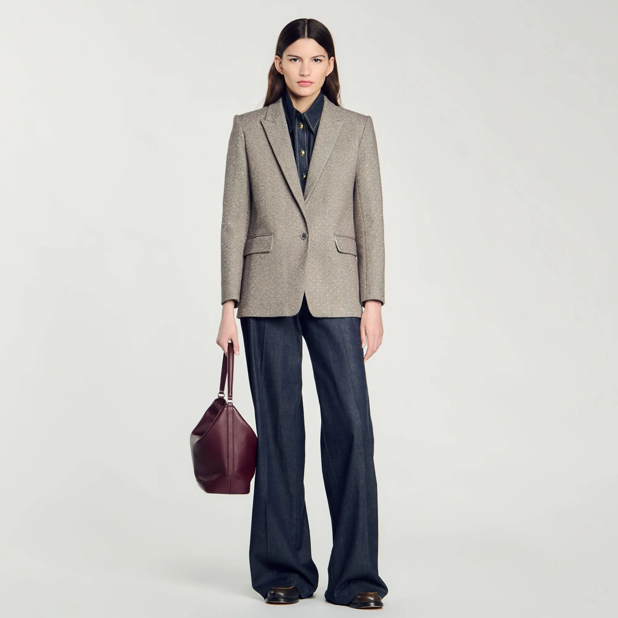 Blousons & Vestes*SANDRO Veste De Costume Chevrons Beige