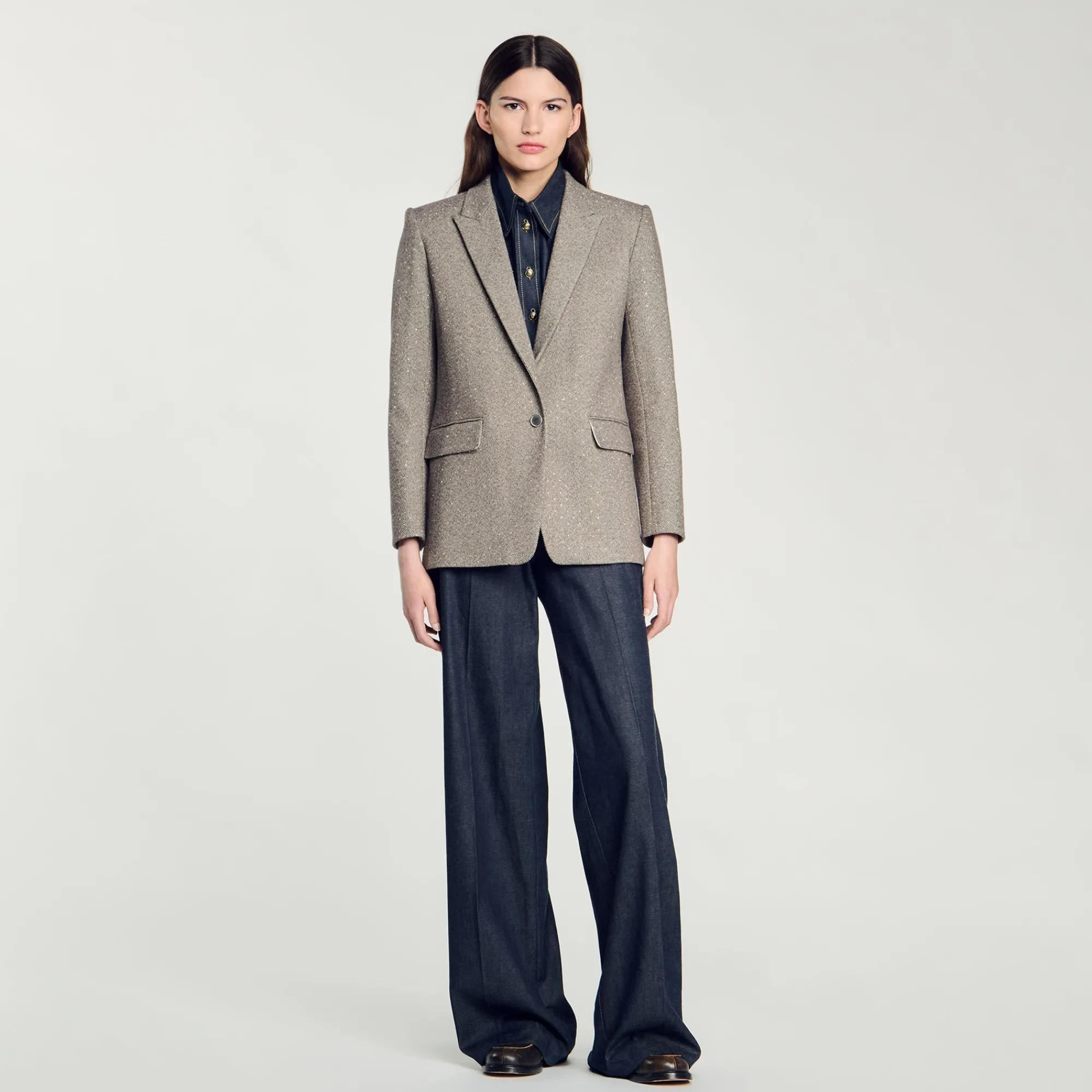 Blousons & Vestes*SANDRO Veste De Costume Chevrons Beige