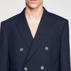 Costumes & Smokings|Vestes*SANDRO Veste De Costume Croisée Marine