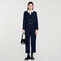 Costumes|Blousons & Vestes*SANDRO Veste De Costume Double Boutonnage Marine