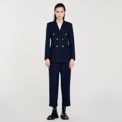 Costumes|Blousons & Vestes*SANDRO Veste De Costume Double Boutonnage Marine