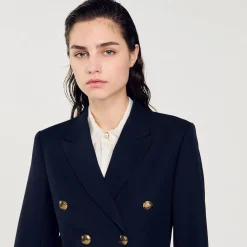 Costumes|Blousons & Vestes*SANDRO Veste De Costume Double Boutonnage Marine