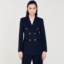 Costumes|Blousons & Vestes*SANDRO Veste De Costume Double Boutonnage Marine