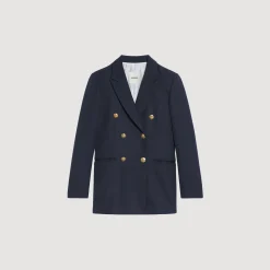 Costumes|Blousons & Vestes*SANDRO Veste De Costume Double Boutonnage Marine