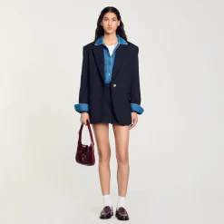 Blousons & Vestes*SANDRO Veste De Costume En Laine Marine