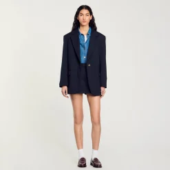 Blousons & Vestes*SANDRO Veste De Costume En Laine Marine