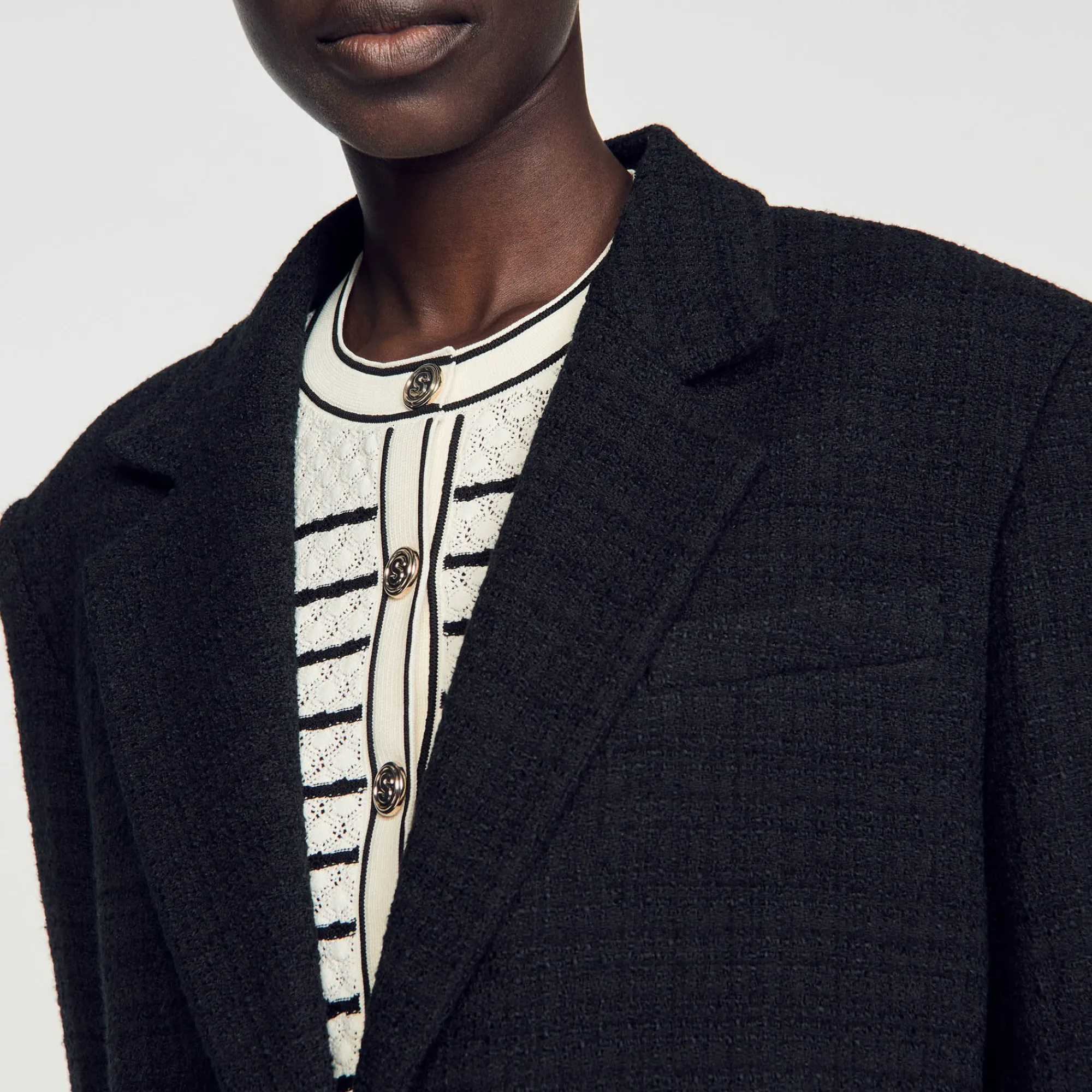 Manteaux|Costumes*SANDRO Veste De Costume En Tweed Noir