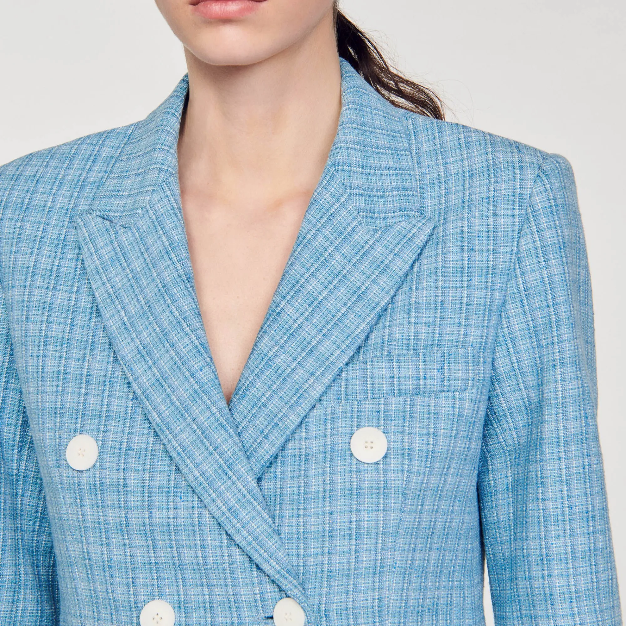 Costumes|Blousons & Vestes*SANDRO Veste De Costume En Tweed Bleu