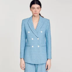 Costumes|Blousons & Vestes*SANDRO Veste De Costume En Tweed Bleu