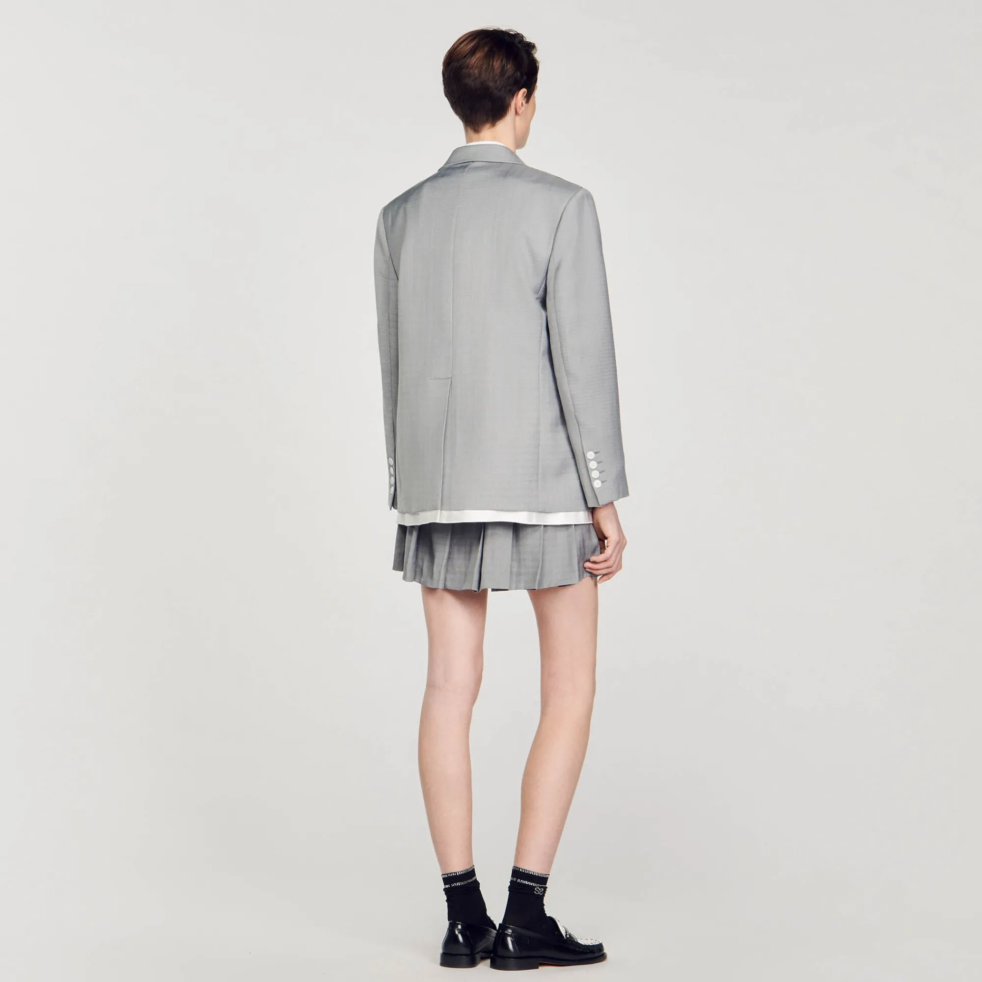 Blousons & Vestes|Costumes*SANDRO Veste De Costume Finitions Satinées Gris Clair