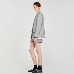 Blousons & Vestes|Costumes*SANDRO Veste De Costume Finitions Satinées Gris Clair