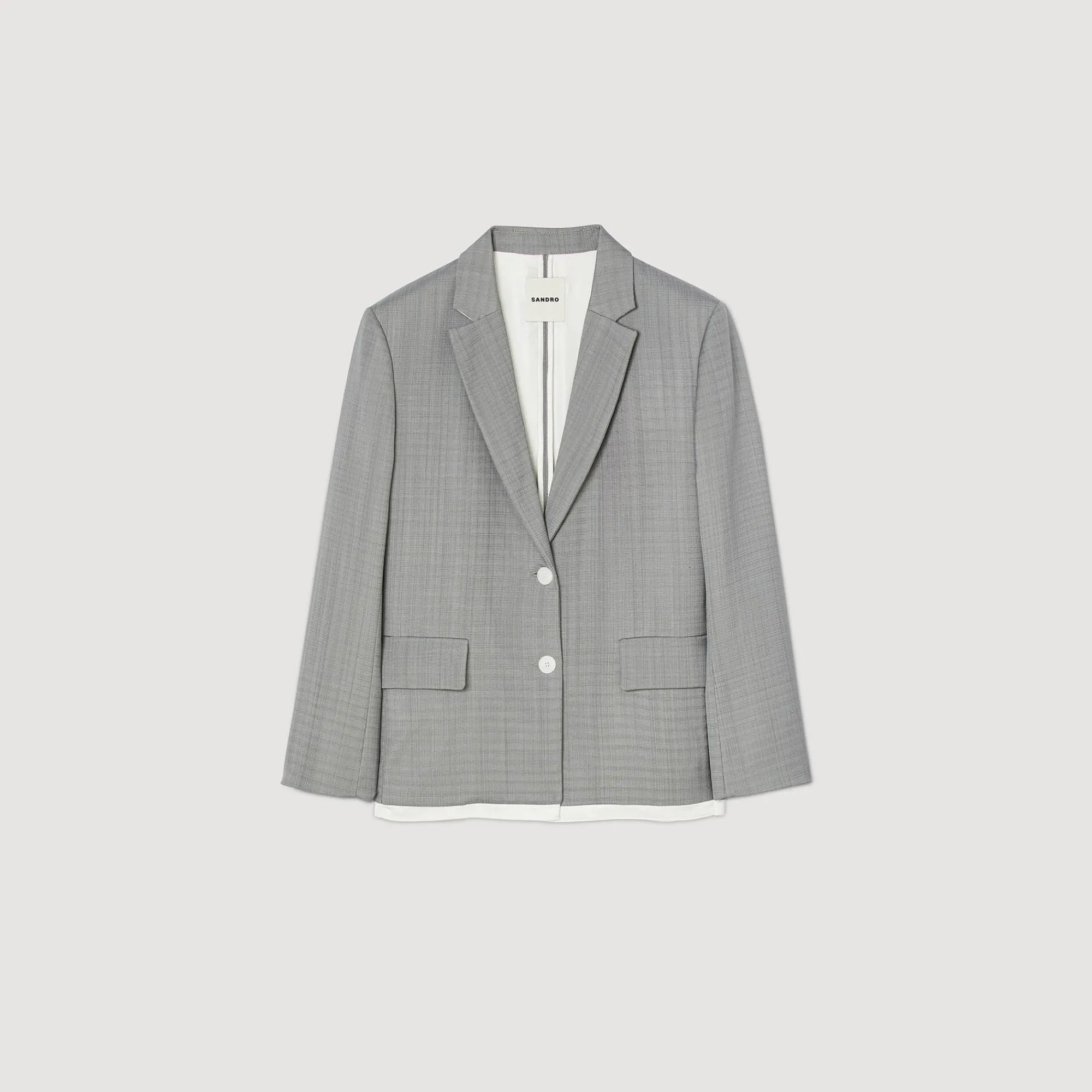 Blousons & Vestes|Costumes*SANDRO Veste De Costume Finitions Satinées Gris Clair