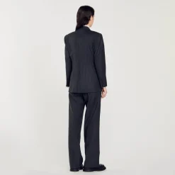 Costumes|Blousons & Vestes*SANDRO Veste De Costume Rayures Gris