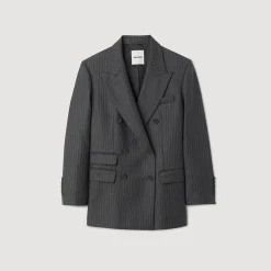 Costumes|Blousons & Vestes*SANDRO Veste De Costume Rayures Gris