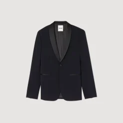 Costumes & Smokings|Vestes*SANDRO Veste De Smoking Avec Satin Marine