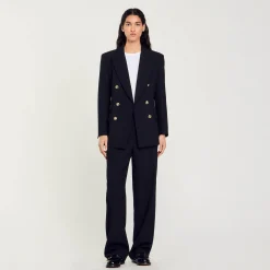 Costumes|Blousons & Vestes*SANDRO Veste De Tailleur à Boutonnage Croisé Noir