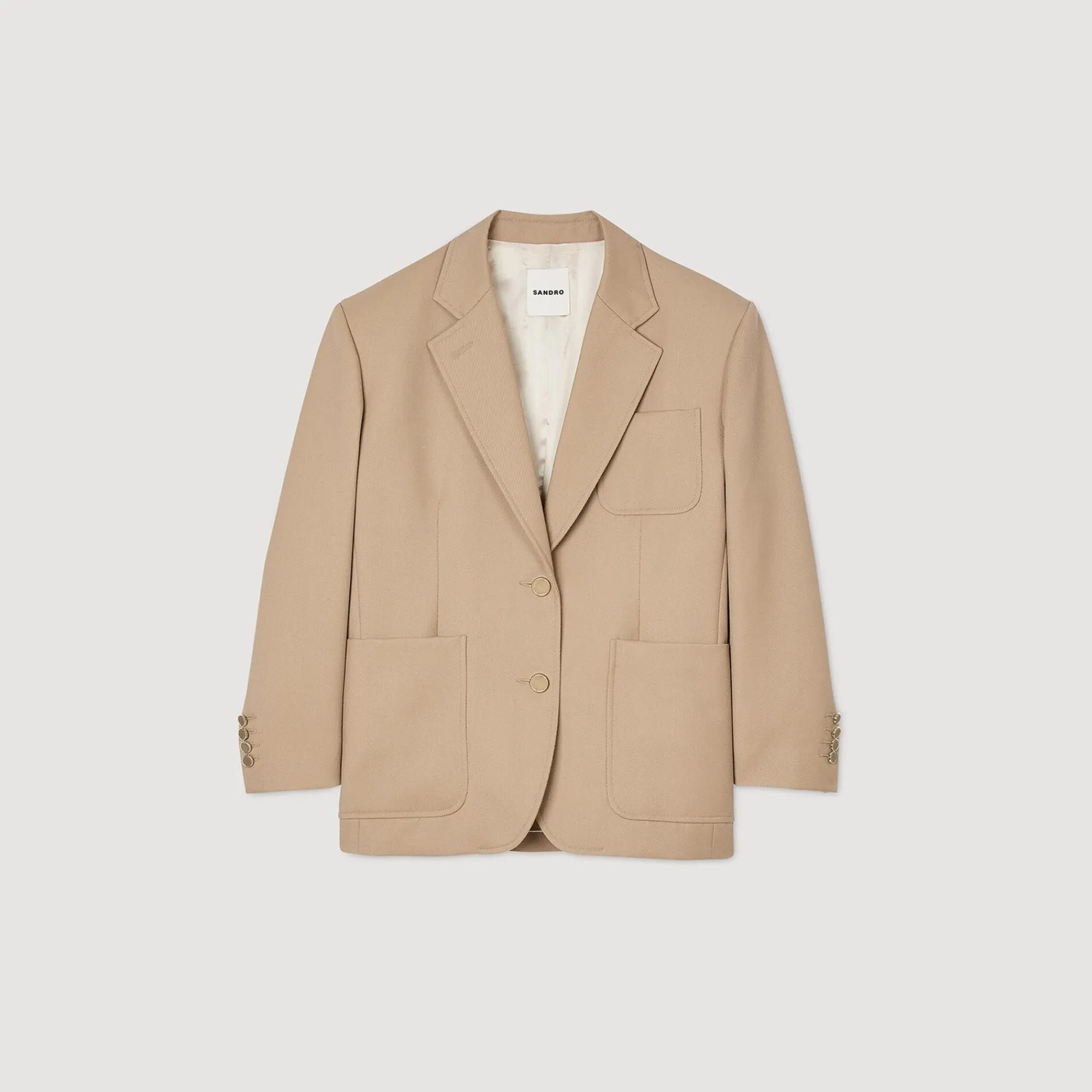 Costumes|Blousons & Vestes*SANDRO Veste De Tailleur Cintrée Sable