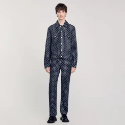 Manteaux & Blousons*SANDRO Veste En Denim Square Cross Marine