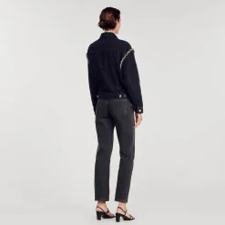 Manteaux|Blousons & Vestes*SANDRO Veste En Jean Oversize Strassée Noir