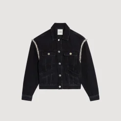 Manteaux|Blousons & Vestes*SANDRO Veste En Jean Oversize Strassée Noir