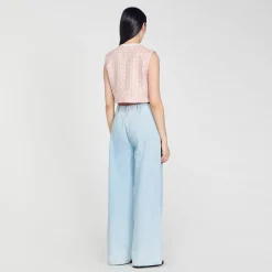 Ensembles|Blousons & Vestes*SANDRO Veste Sans Manches En Tweed Rose